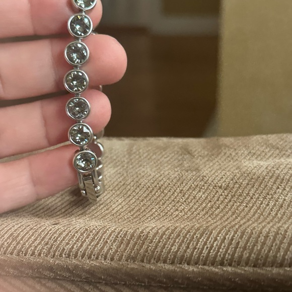 Touchstone Crystal Silver Tennis Bracelet - Picture 7 of 7